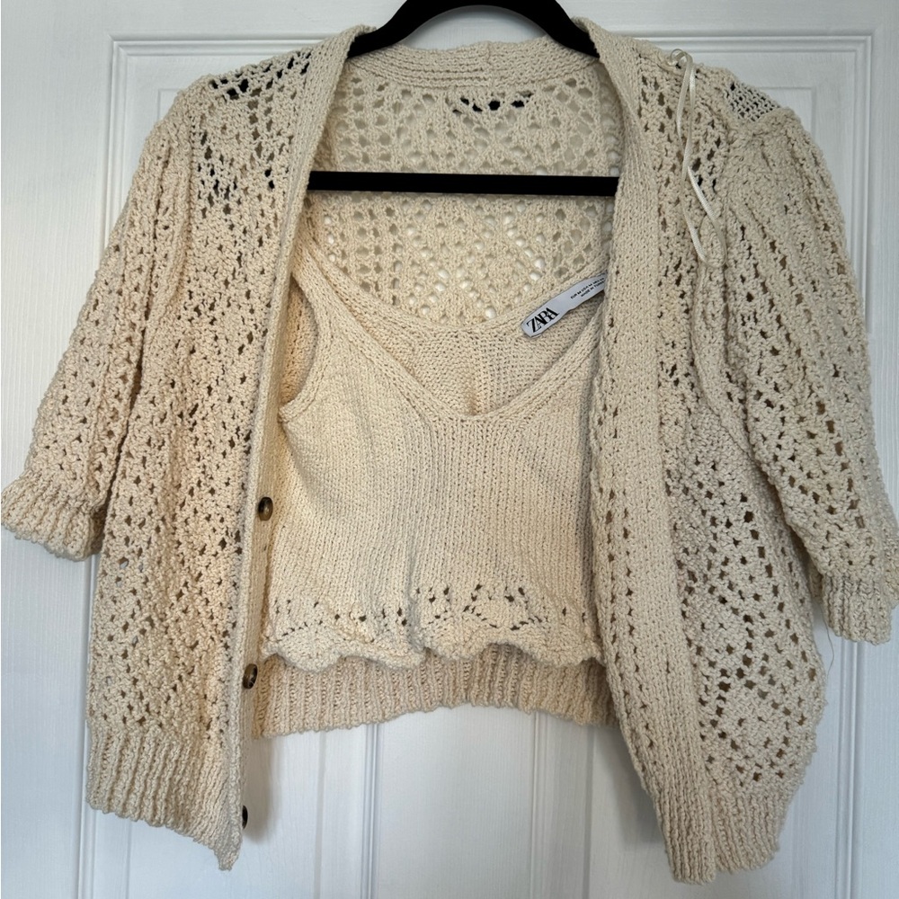 Zara Cream Knit Sweater Set